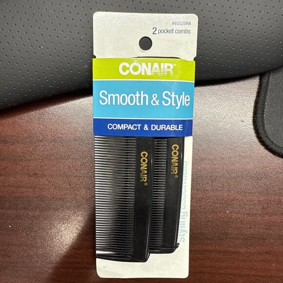 2-Pack Conair Pocket Hair Combs Smooth Style Compact And Durable Travel Size - Picture 1 of 3